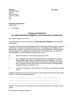 Antrag auf Aufnahme - Deutscher Anwaltverein