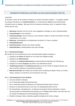 Informationen zur Aufnahme von Sch&uuml;lerinnen und Sch&uuml;lern aus