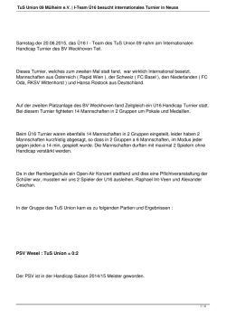 I-Team &Uuml;16 besucht internationales Turnier in Neuss