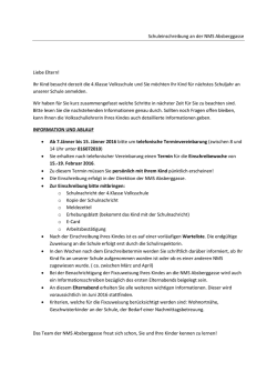 Informationen zur Schuleinschreibung 2016/17