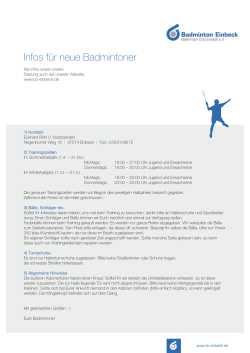 Infos für neue Badmintoner