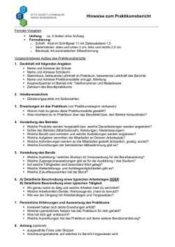Hinweise und Bewertungskriterien Praktikumsbericht