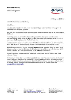 Jahresanfangsbrief 2015