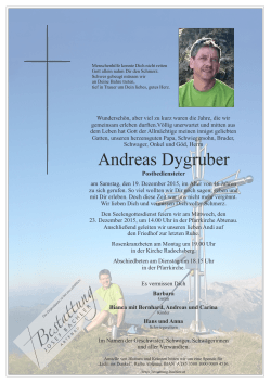 Andreas Dygruber - Bestattung | Josef Bachler