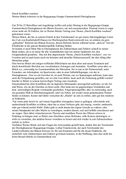 Durch Konflikte wachsen Werner Br&uuml;ck referierte in der Begegnungs