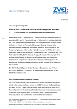 Märkte für Lichttechnik und Installationssysteme wachsen