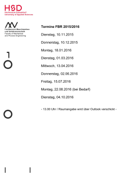 Termine FBR 2015/2016 Dienstag, 10.11.2015 Donnerstag, 10.12