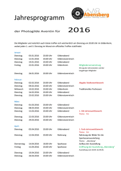 Jahresprogramm - Photogilde Aventin eV Abensberg