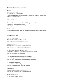 Kurzüberblick 6. Paderborner Literaturtage Dauernd: Literatur im