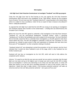 Irish High Court: Data Protection Commissioner to investigate