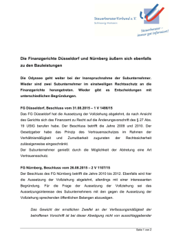 Die Finanzgerichte Düsseldorf und Nürnberg äußern sich ebenfalls