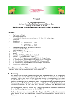Protokoll - Schweizerischer Thüringerkaninchen Züchter Klub
