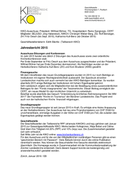 Jahresbericht der Gesch&auml;ftsstelle 2015