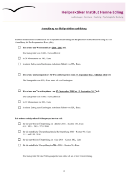 Anmeldung Heilpraktikerausbildung - Heilpraktiker Institut Hanne