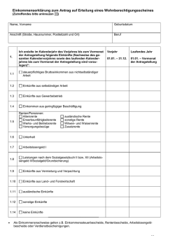 Einkommenserkl&auml;rung f&uuml;r gef&ouml;rderte Wohnungen