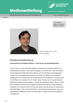 Leibniz-Preis für Prof. Dr. Daniel J. Frost, Universität Bayreuth.