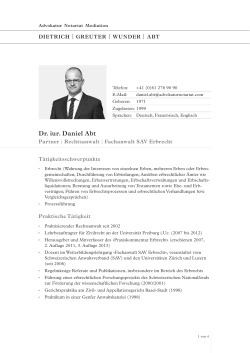 Dr. iur. Daniel Abt - Dietrich | Greuter | Wunder | Abt