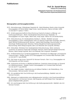 Publikationen Prof. Dr. Daniel Wrana