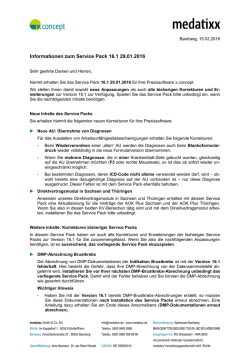 Informationen zum Service Pack 16.1 29.01.2016