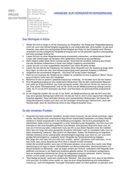 Information betreffend Hörgeräteversorgung HNO