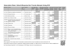 Subscription Rates \ Zeitschriftenpreise Narr Francke Attempto