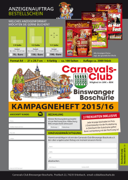 Anzeigenauftrag - Carnevals Club Binswanger