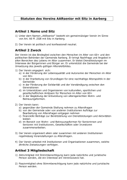 Statuten des Vereins AARsenior mit Sitz in Aarberg Artikel 1 Name