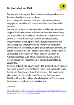 Ein Sportschuh aus M&uuml;ll Die Verschmutzung der - deutsch-to