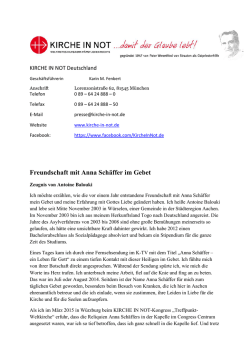 Freundschaft mit Anna Schäffer im Gebet