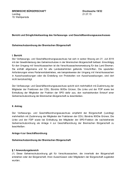 BREMISCHE BÜRGERSCHAFT Drucksache 19/32 Landtag 21.07