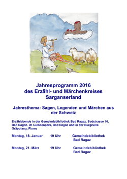 Jahresprogramm 2016 des Erz&auml;hl
