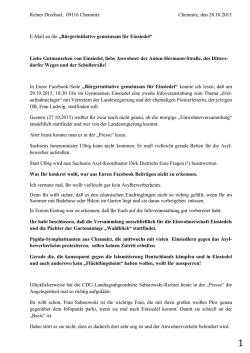 E-Mail an die B&uuml;rgerinitiative gemeinsam f&uuml;r Einsiedel