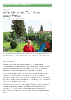 Hechingen: Adler k&auml;mpft mit Turmfalken gegen Mensa