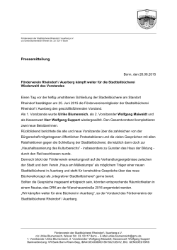 Förderverein Rheindorf / Auerberg kämpft weiter für die