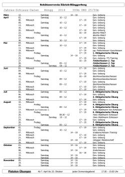 Jahres-Schiess-Daten Höngg 2016 300m UND 25/50m