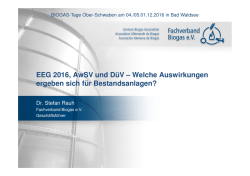 EEG 2016, AwSV und D&uuml;V &ndash; Welche Auswirkungen ergeben sich