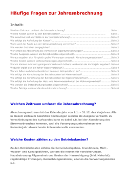 H&auml;ufige Fragen zur Jahresabrechnung