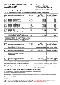 FBW Brutto-Verkaufs-Preisliste für Kies, Sand, Aushub etc. ab 01.03