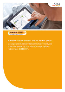 Management Summary - Bewusst heizen, Kosten sparen