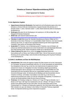 Hinweise zum Grant Agreement