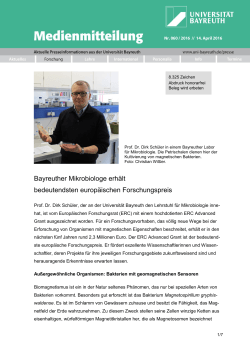 ERC Advanced Grant für Bayreuther Mikrobiologen