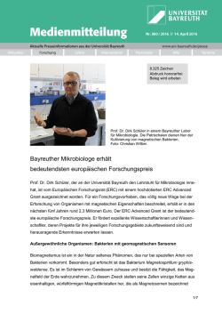 ERC Advanced Grant für Bayreuther Mikrobiologen
