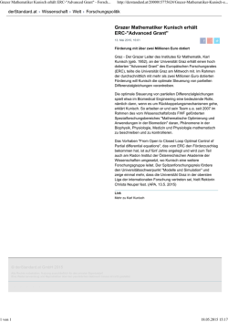 Grazer Mathematiker Kunisch erhält ERC