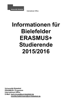 Informationen für Bielefelder ERASMUS+ Studierende 2015/2016