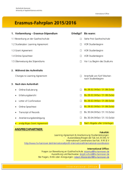 Infoblatt f&uuml;r Erasmus-Studierende 2015/16