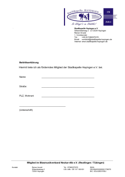 Hiermit trete ich als f&ouml;rderndes Mitglied der Stadtkapelle Hayingen
