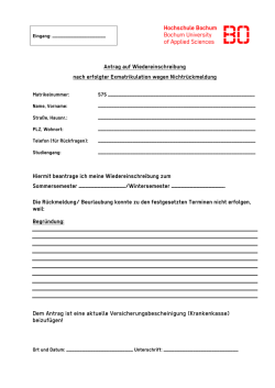 Antrag auf Wiedereinschreibung