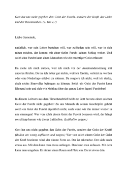 Gott hat uns nicht gegeben den Geist der Furcht, sondern der Kraft