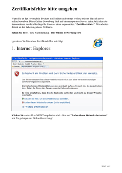 Zertifikatsfehler bitte umgehen 1. Internet Explorer