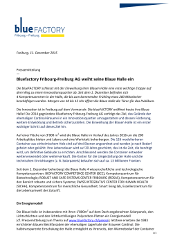 Bluefactory Fribourg-Freiburg AG weiht seine Blaue Halle ein